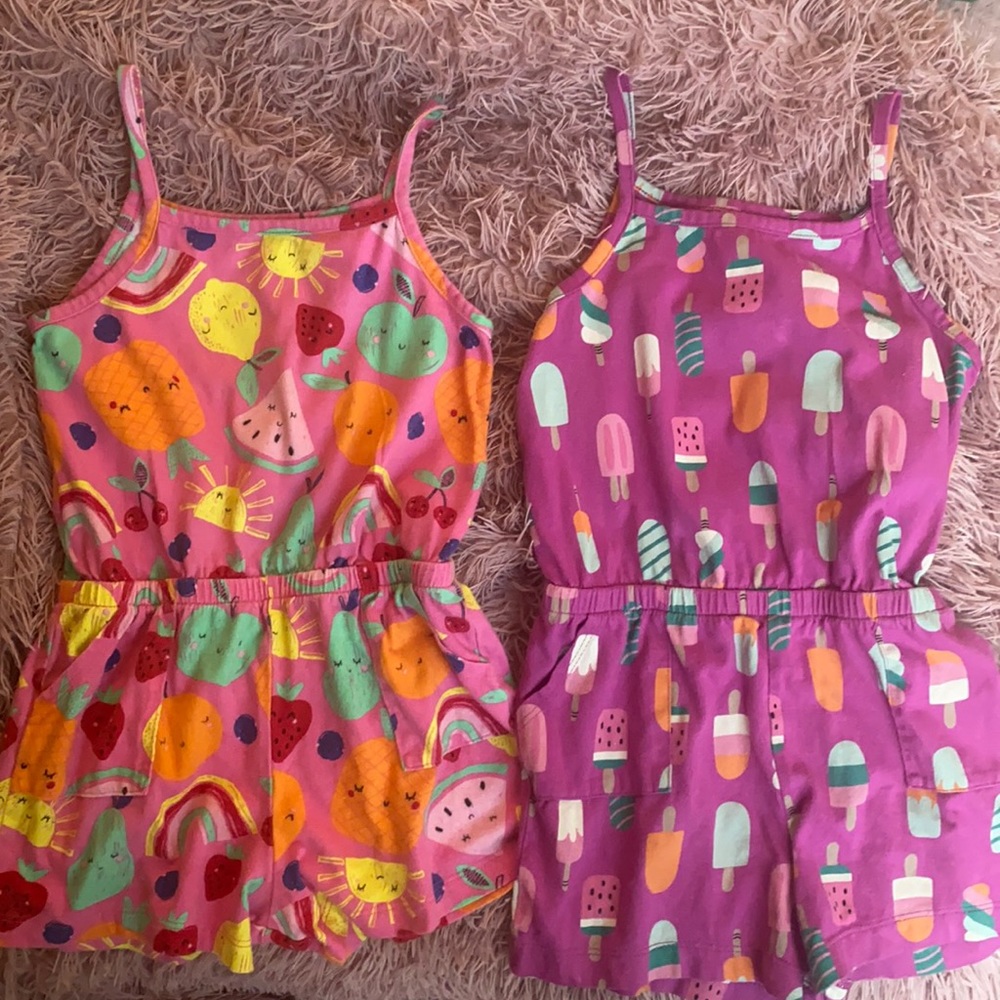 4T Girls Printed Rompers